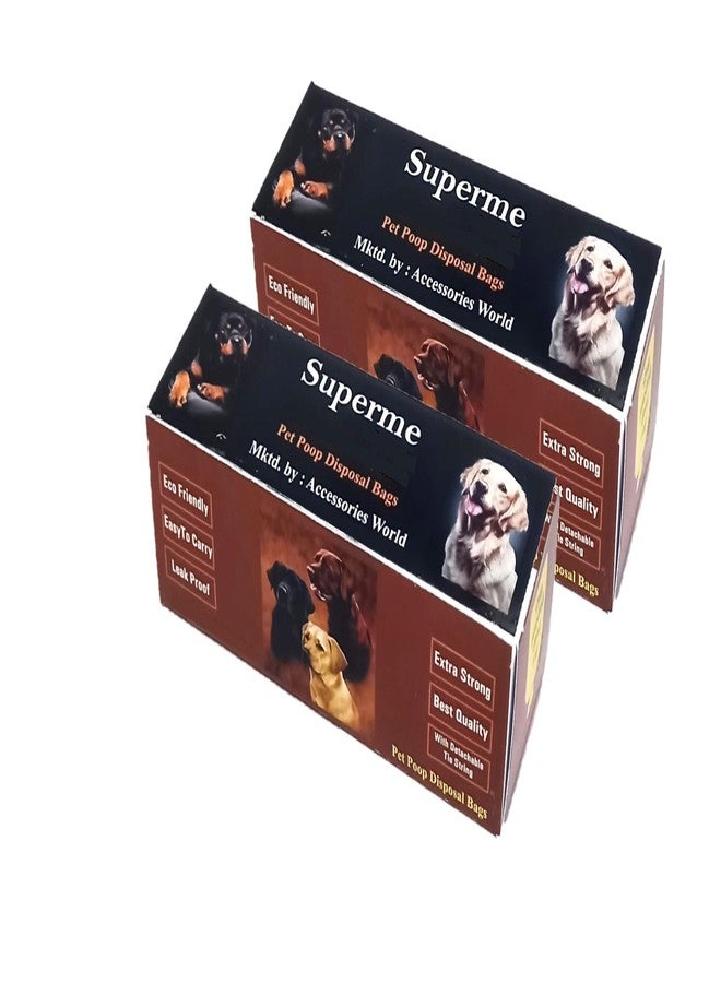 Superme Dog Poop Bags | Pack of 2 Boxes (60 Bags) Size 17 in X 19 in | Leak-Proof Bags for Discreet Disposal of PET Poop | Specially Designed for Big Size Dogs | Dog Potty Picker Bag - Image 1